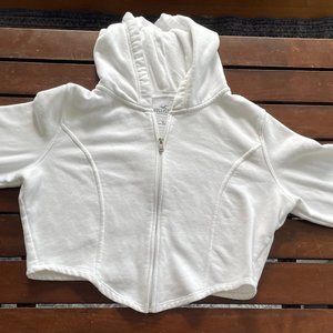 Hollister White Crop Corset Hoodie